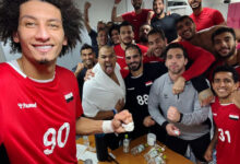 بالفيديو, فريق كرة اليد للمنتخب المصري الذي تأهل لنصف نهائي الأولمبياد يحتفل بفوزه على ألمانيا في غرفة تبديل الملابس